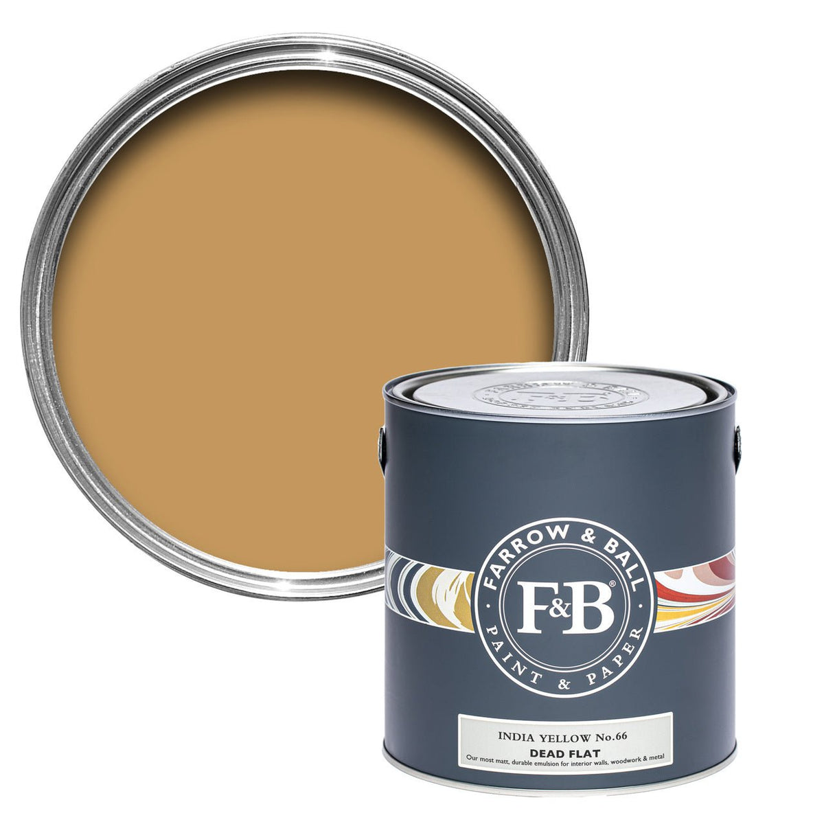 Farrow & Ball India Yellow No.66 paint tin and color swatch