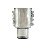 MESO July mouth-blown recycled clear glass vessel, 10" diameter × 15" tall, white background