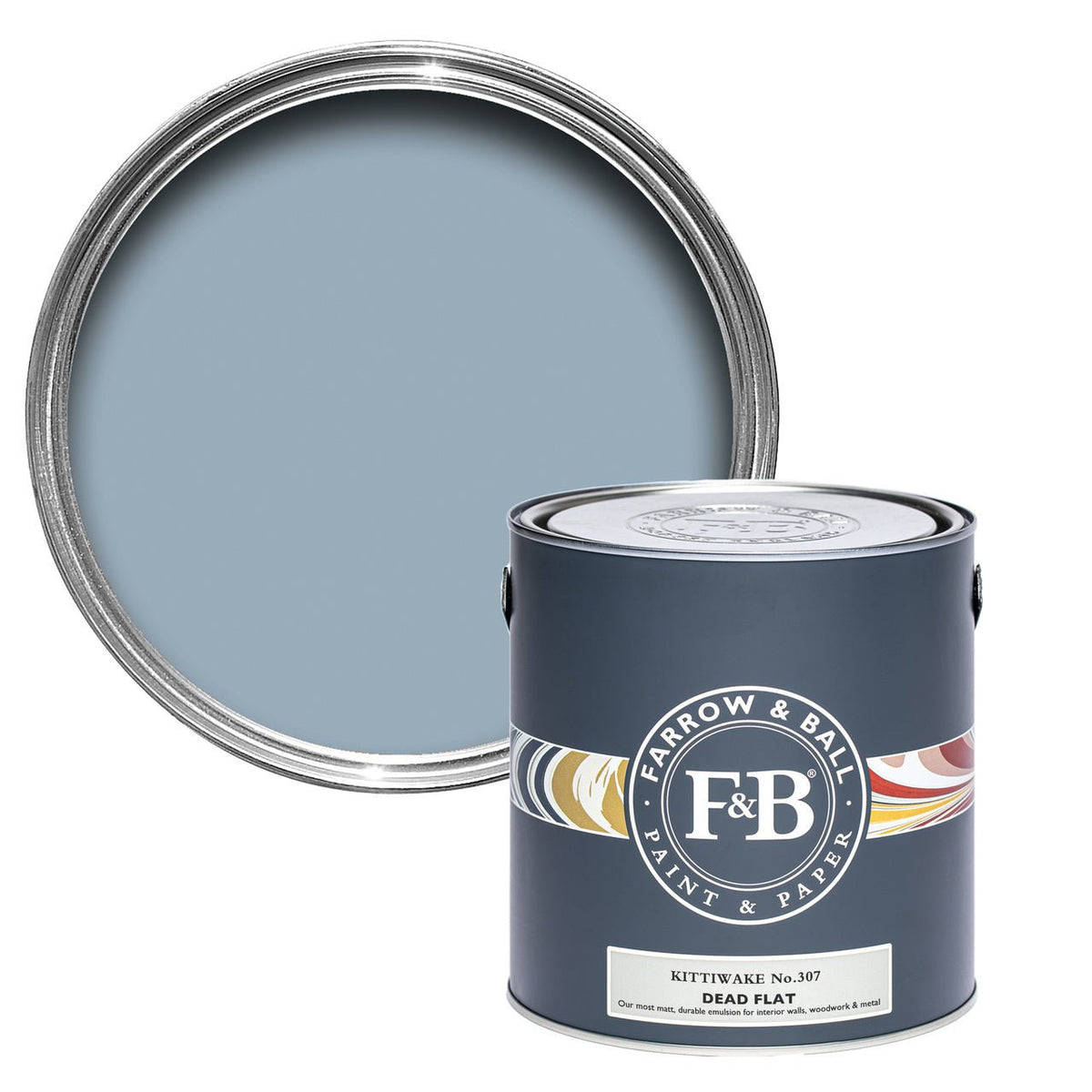 Farrow & Ball Kittiwake No.307 paint tin and color swatch