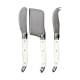 Be Home Laguiole ivory mini cheese set featuring a cutter, spreader, and fork with iconic bee emblem handles.