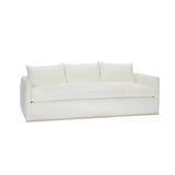 Calimia Home Landis Sofa in Nubby Oyster Belgian linen with track arms and a natural oak base