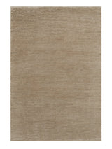 Armadillo Lathe Rug in Doe, overhead view of the hand-knotted jute weave and edge finish