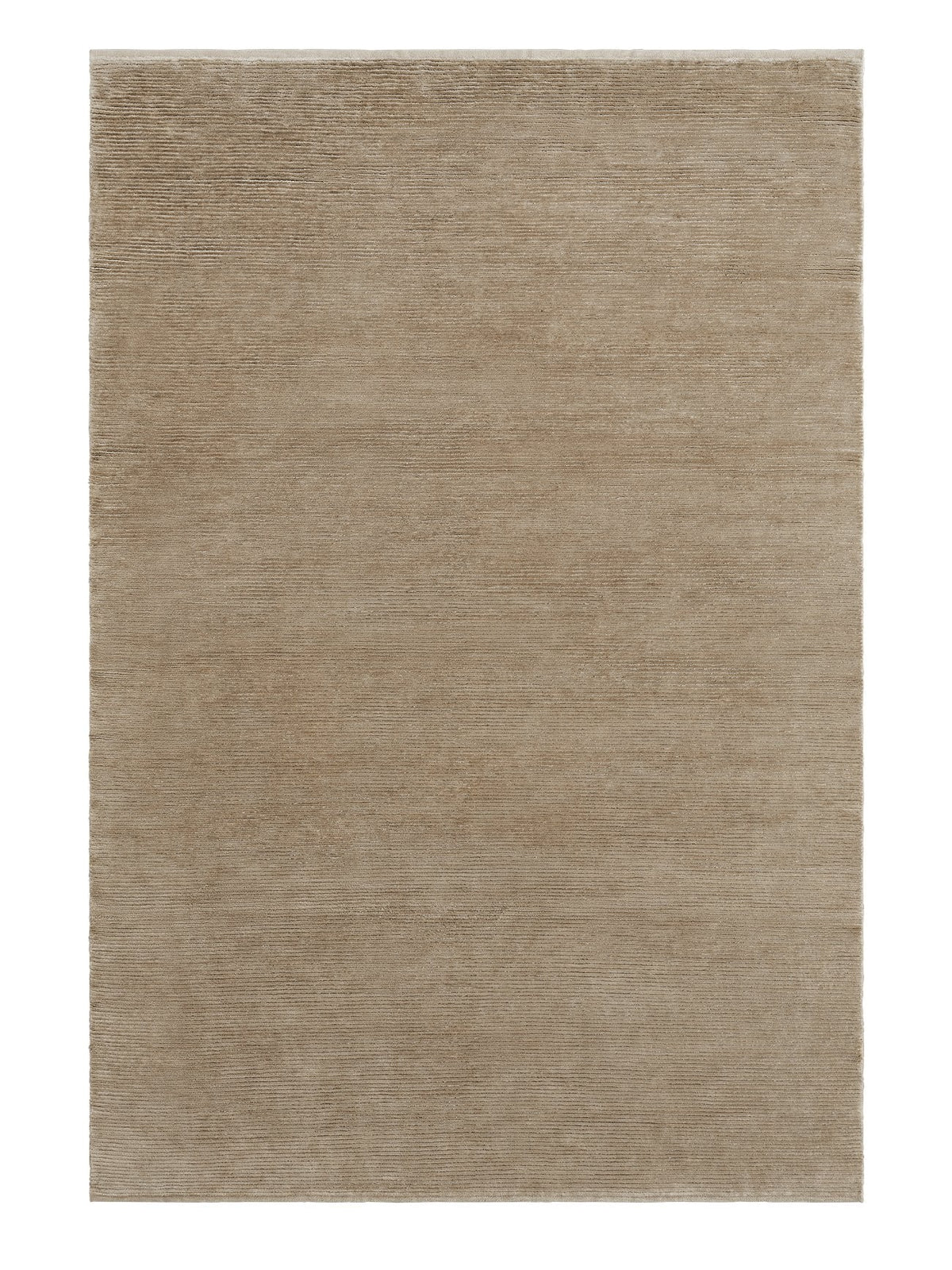 Armadillo Lathe Rug in Doe, overhead view of the hand-knotted jute weave and edge finish