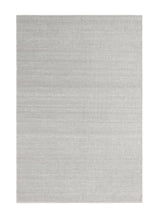 Armadillo Latitude Rug in Beluga, overhead view of the handwoven linen flatweave weave and edge finish