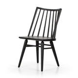 Calimia Home Lewis Windsor chair in black oak with a contemporary spindle back design and wire-brushed grain finish.