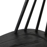Calimia Home Lewis Windsor chair in black oak with visible wire-brushed wood grain texture on the seat and spindles.