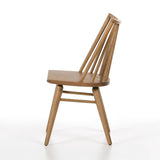 Calimia Home Lewis Windsor chair in oak with a wire-brushed finish, shown from a side profile view.