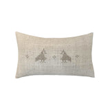 Lina Lumbar Pillow by One Bi One — oatmeal Belgian linen with beige wool hand embroidery, handcrafted in Gothenburg, Sweden