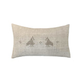Lina Lumbar Pillow by One Bi One — oatmeal Belgian linen with beige wool hand embroidery, handcrafted in Gothenburg, Sweden