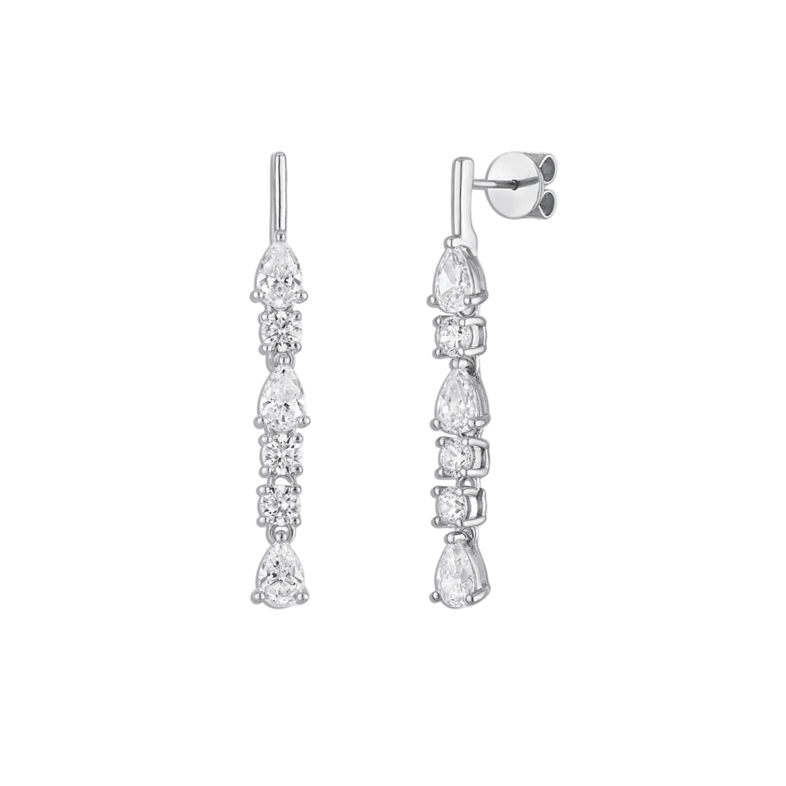 Sterling silver Linea Drip Earrings on white background