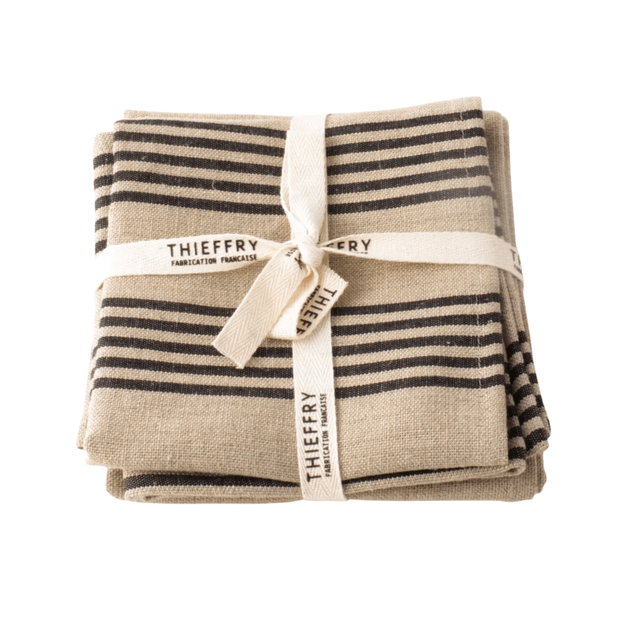 Linen Black Striped & Natural Dish Towels - Set of 2