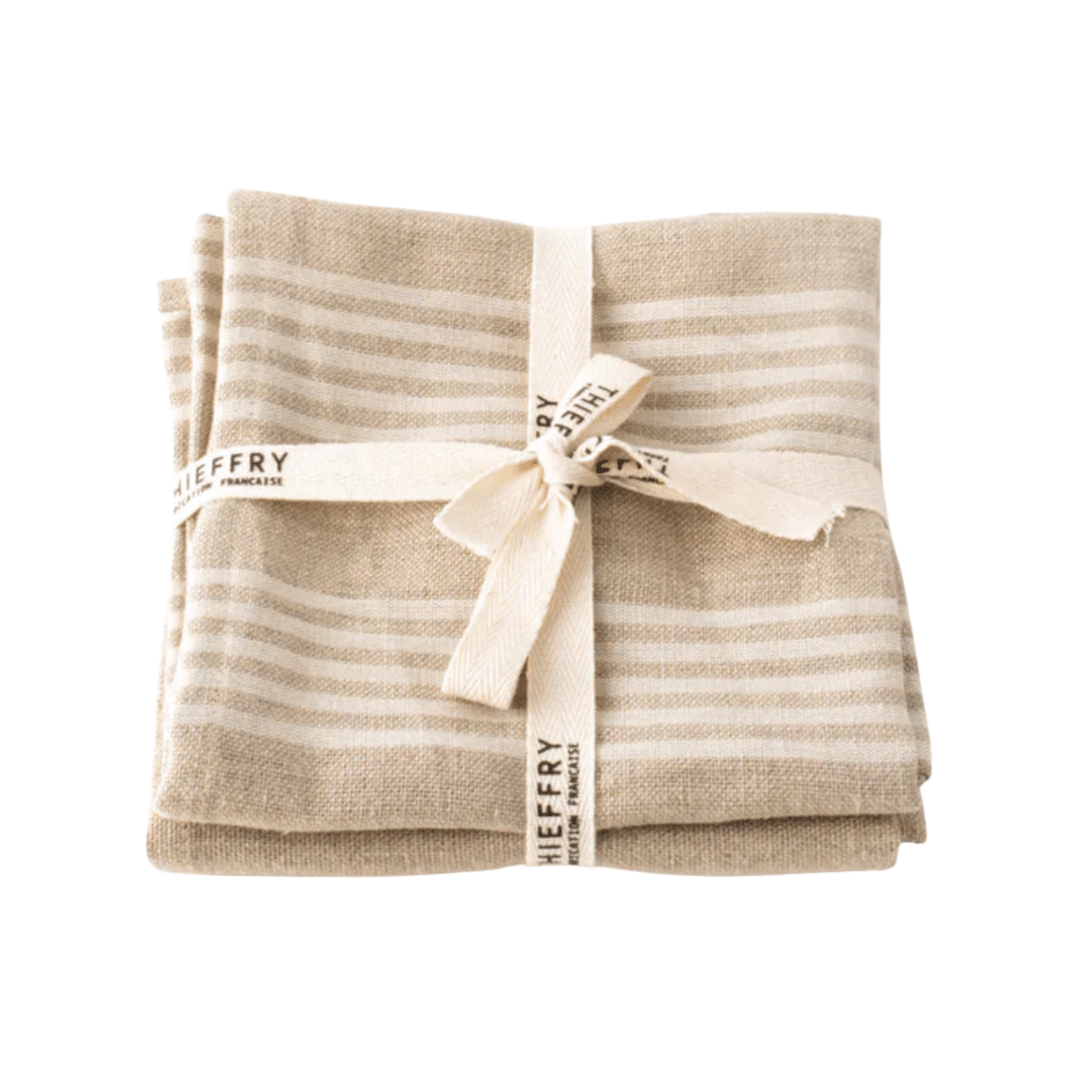 Linen White Striped & Natural Dish Towels - Set of 2
