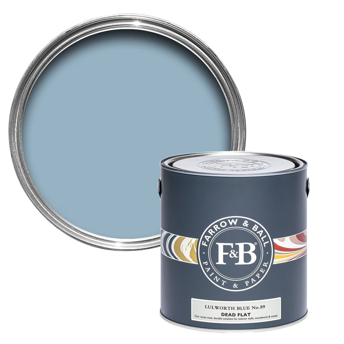 Farrow & Ball Lulworth Blue No.89 paint tin and color swatch