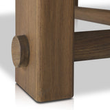 Peg joint detail on the Lumi outdoor dining table leg