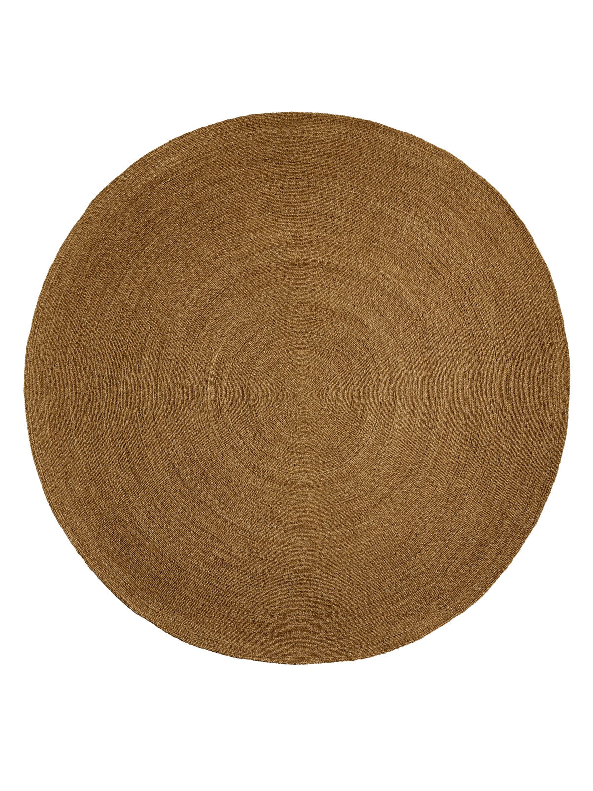 Armadillo Luna Rug in Dijon, overhead view of the hand-braided wool weave and edge finish