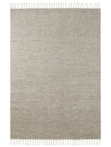 Armadillo Malawi Rug in Feather, overhead view of the hand-knotted wool weave and edge finish