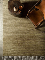 Armadillo Malawi Rug in Olive, detail of the wool weave and texture