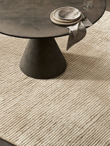 Armadillo Malawi Rug in Chino, overhead view of the hand-knotted wool weave and edge finish