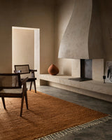 Armadillo Malawi Rug in Saffron, hand-knotted wool rug shown in a room setting