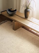 Armadillo Malawi Rug in Chino, hand-knotted wool rug shown in a room setting