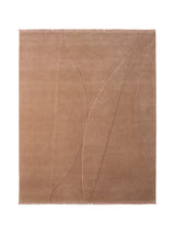 Armadillo Marea Rug in Clay, overhead view of the hand-knotted and hand-carved wool weave and edge finish