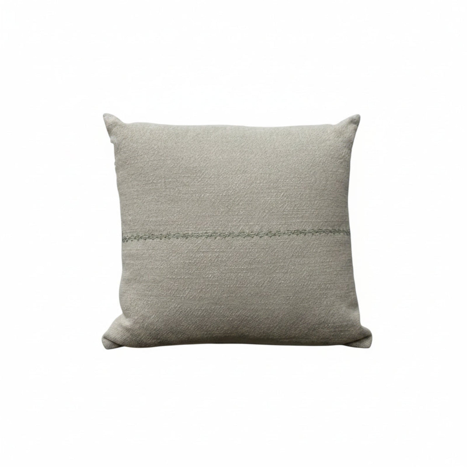 Maren Pillow by One Bi One — cream linen with hand-embroidered center line