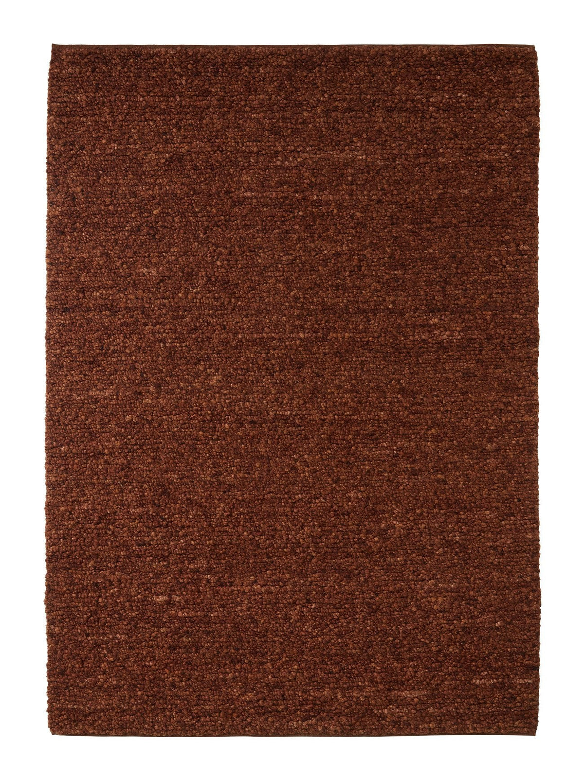Armadillo Mason Rug in Sangria, overhead view of the handwoven new zealand wool weave and edge finish