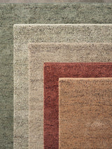 Meadow Rug by Armadillo, hand-knotted wool rug, styled in a room at Calimia Home