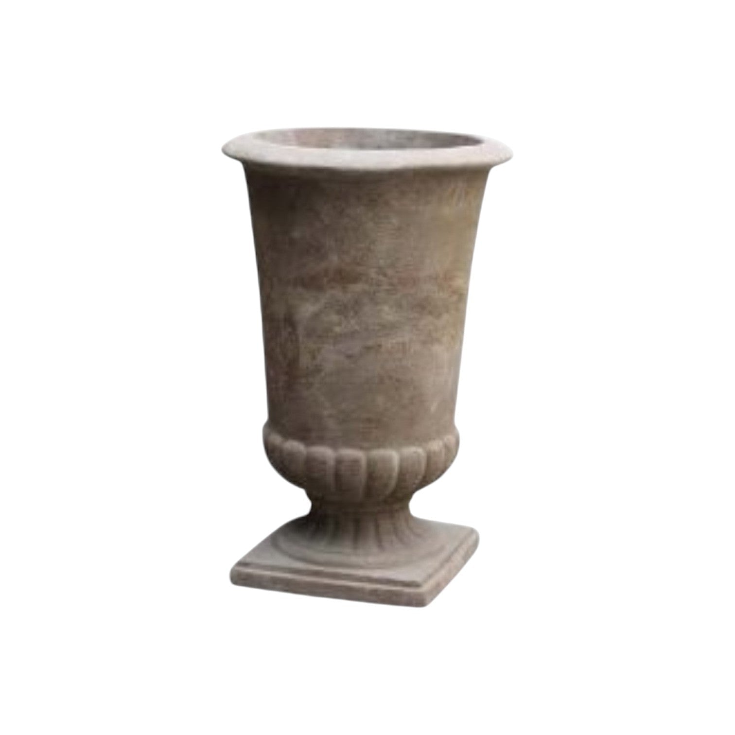 Calimia Home medium tall terracotta urn planter with a classic silhouette and fluted base for indoor or patio decor.
