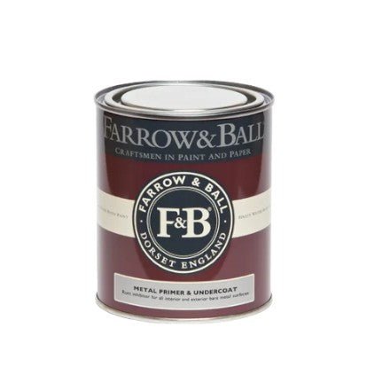 Calimia Home Farrow & Ball metal primer and undercoat paint tin for ferrous surfaces in a rust-inhibiting formula.