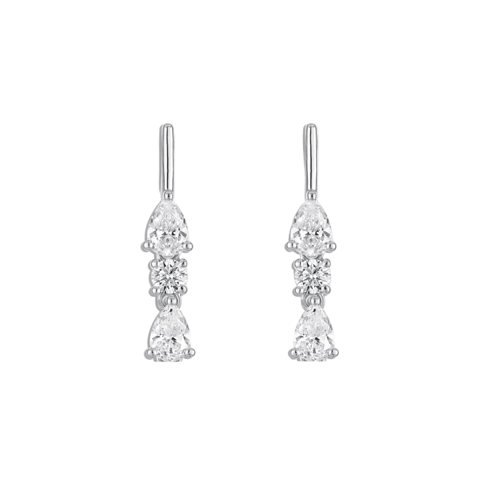 Mini Linea sterling silver drip earrings with lab-grown gemstones, frontal view