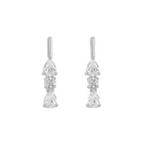 Mini Linea sterling silver drip earrings with lab-grown gemstones, frontal view