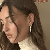 Sterling silver Linea earring close-up