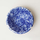 Detail of blue splatter glaze on a Montegranaro mixing bowl