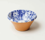 Montegranaro blue splatterware mixing bowl, side view