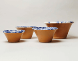 Nested Montegranaro blue mixing bowls in three sizes