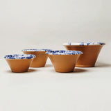 Nested Montegranaro blue mixing bowls in three sizes