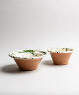 Nested Montegranaro green mixing bowls in three sizes