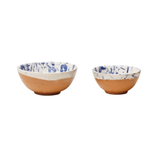 Blue and white splatterware terra cotta oil and salt dish set by Il Buco Vita