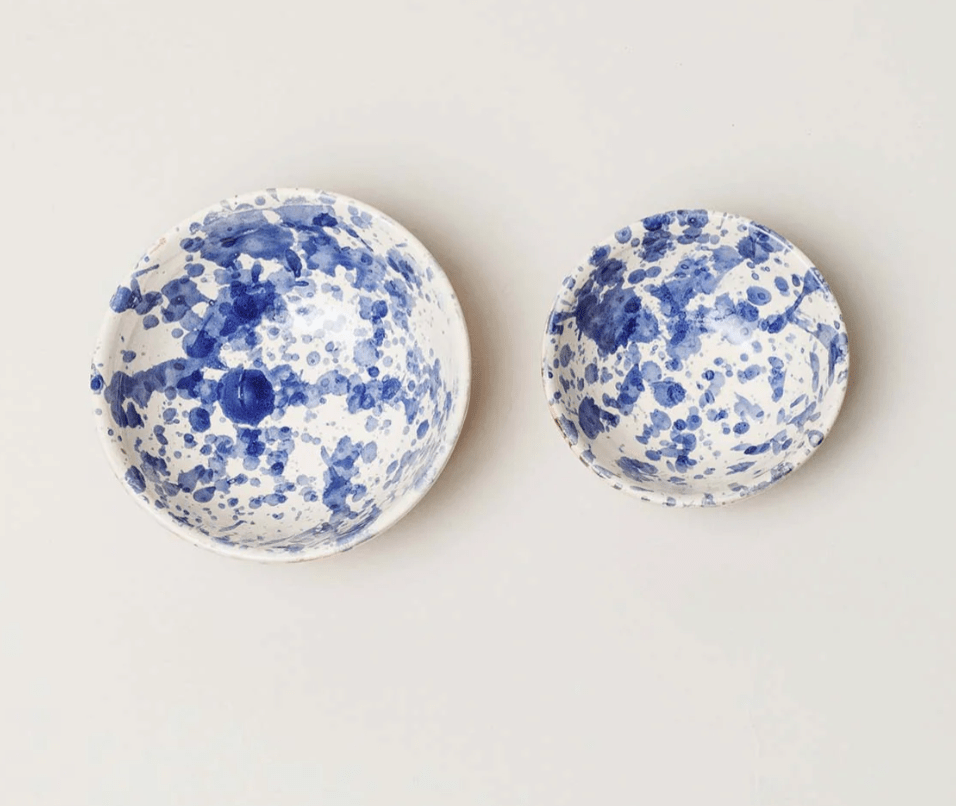 Montegranaro Splatterware Oil & Salt Dish Set - Blue