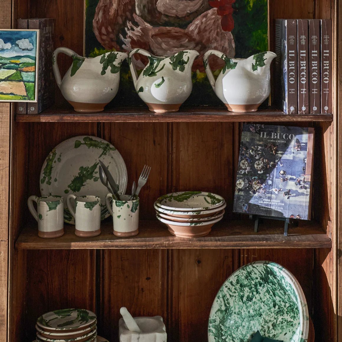 Montegranaro Splatterware Pitcher - Green