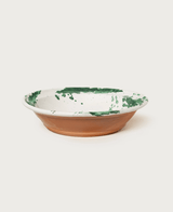 Montegranaro green splatterware serving dish, top view