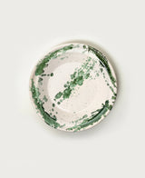 Montegranaro green serving dish styled with food on a table