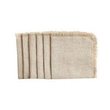 Sir Madam set of six natural linen cocktail napkins with frayed edges in a square 10-inch design.