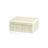 Natural Raffia Box with Leather Trim small size detail