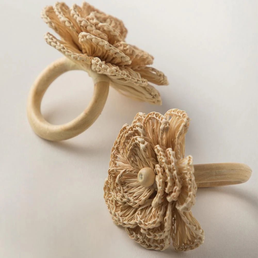 Natural Straw Flower Napkin Ring