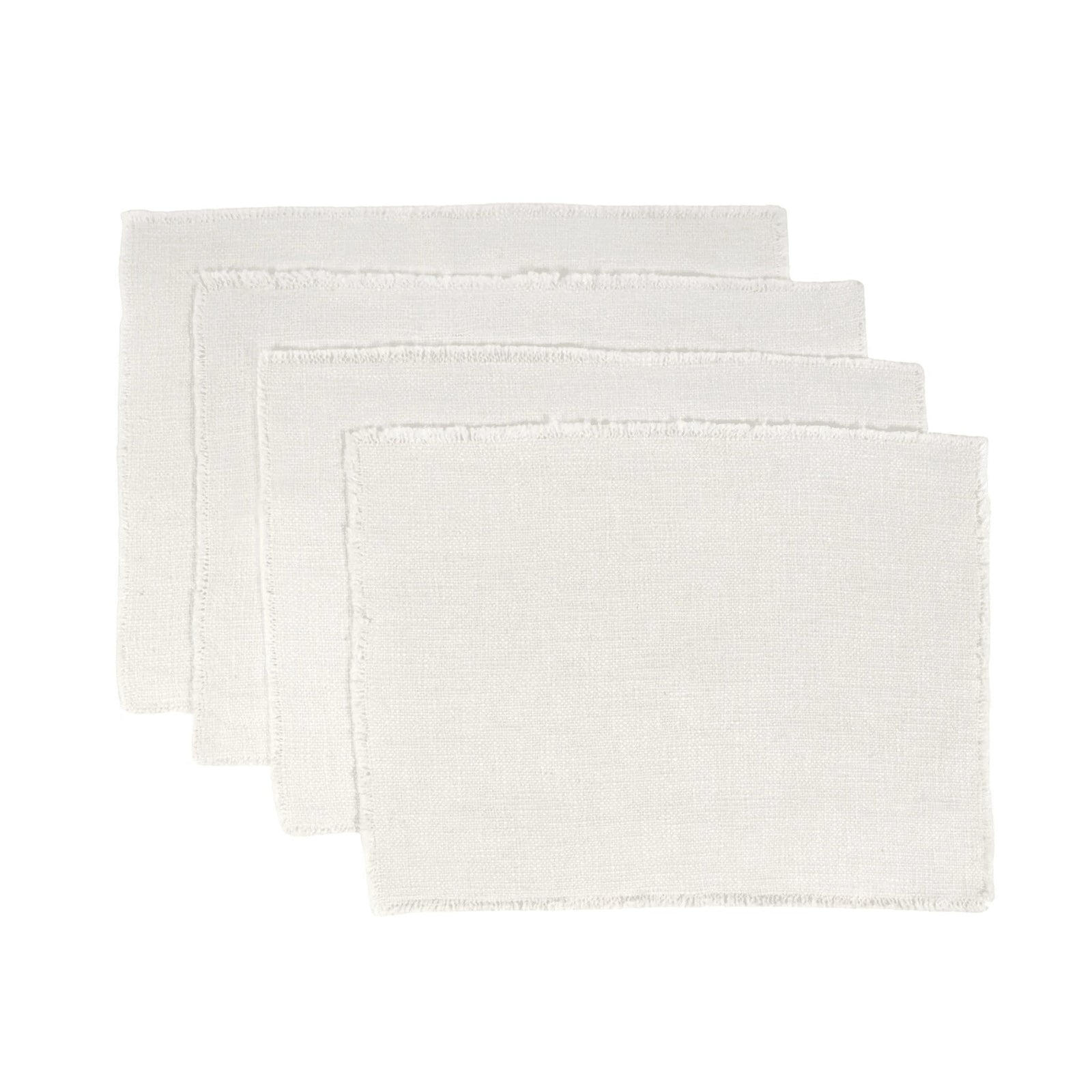 Set of four Pom Pom At Home ivory placemats in a linen-cotton blend with frayed edges and a soft, heavyweight weave.