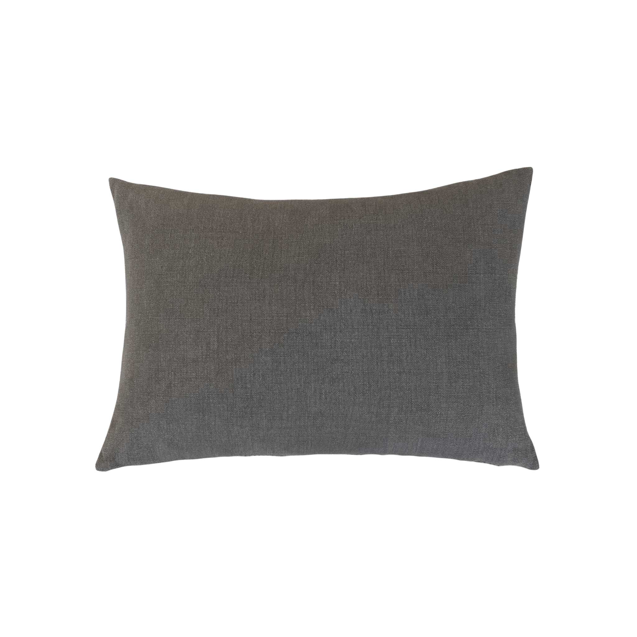 Sander Graphite Lumbar Pillow by One Bi One — soft Belgian linen in graphite, 20" × 14", hidden zipper, feather-down insert, handcrafted in Gothenburg, Sweden