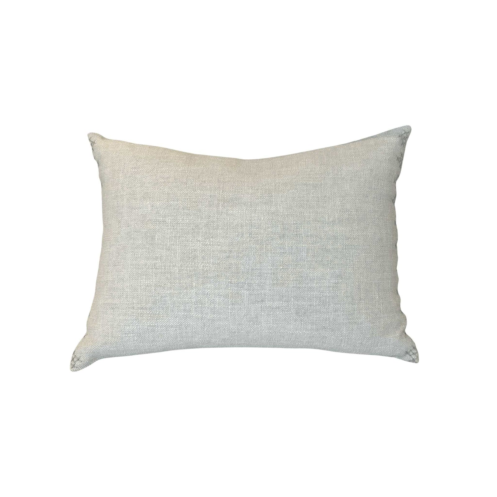 Dahlia Lumbar Pillow by One Bi One — Belgian linen with wool hand embroidery, 18" × 13", handcrafted in Gothenburg, Sweden