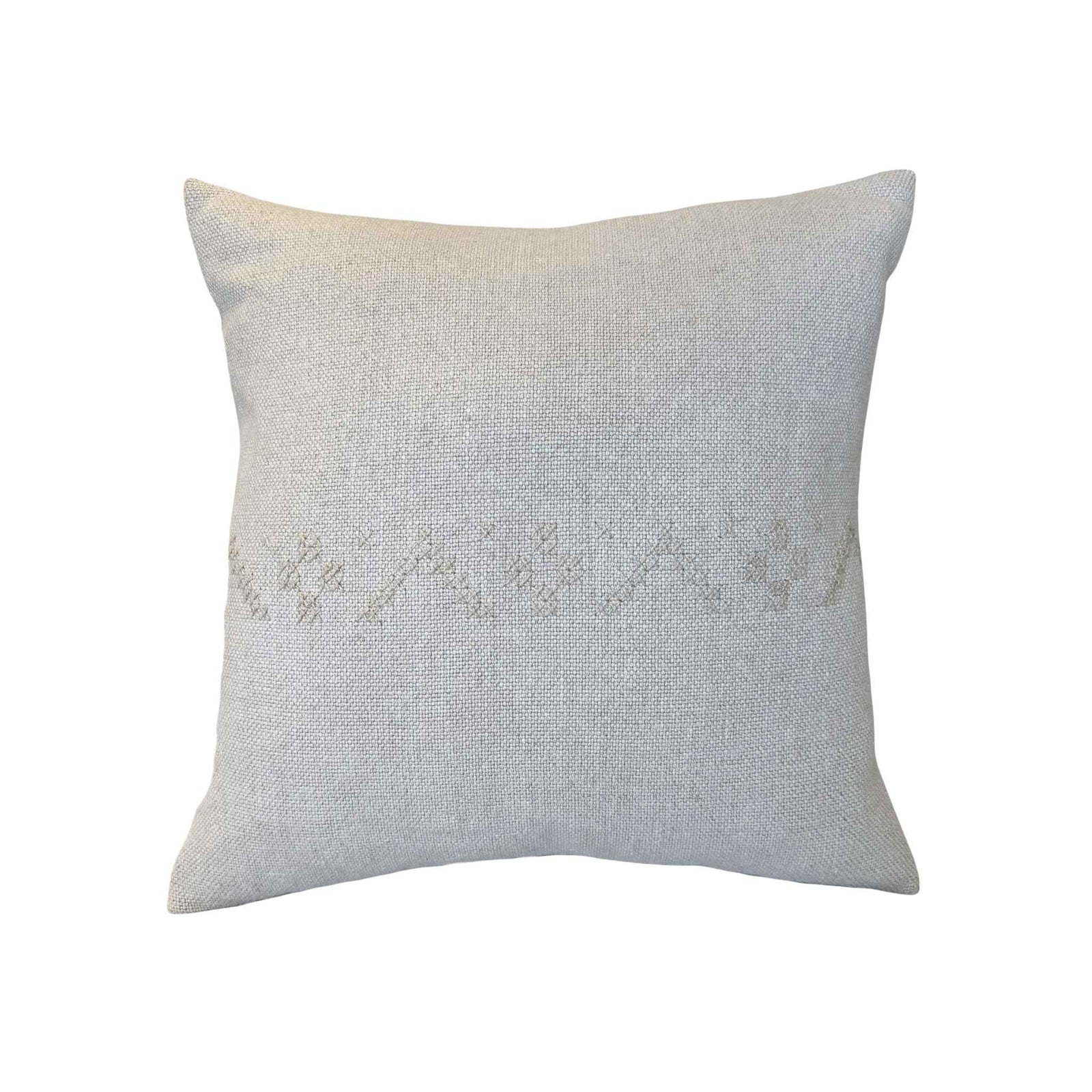 Alma Ivory Pillow by One Bi One — Belgian linen with ivory wool hand embroidery, handcrafted in Gothenburg, Sweden